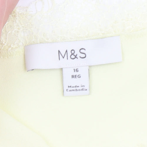 Marks and Spencer Women’s Yellow Lace Trim Camisole Blouse Size 16