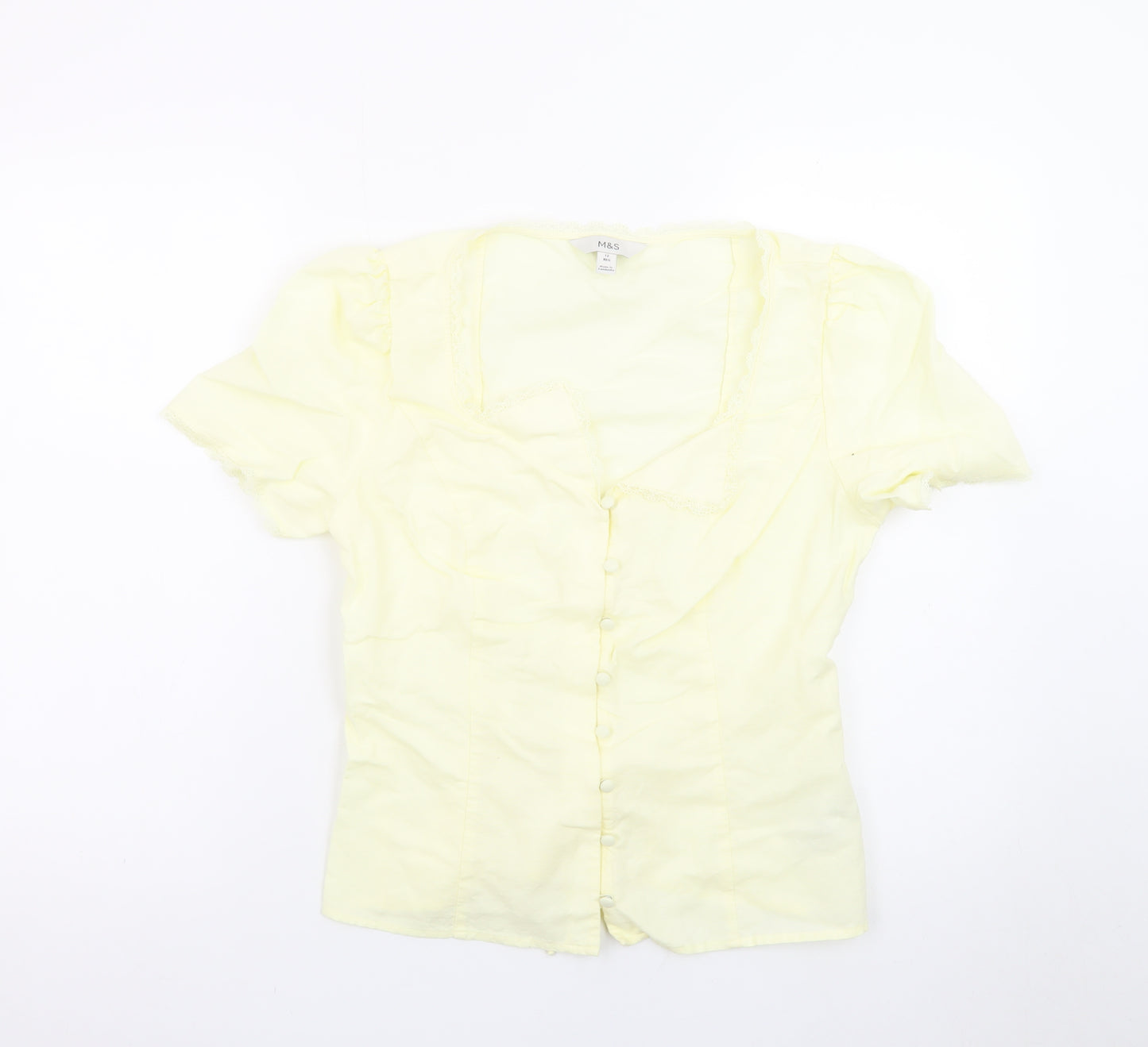 Marks and Spencer Womens Yellow Short Sleeve Blouse Size 12
