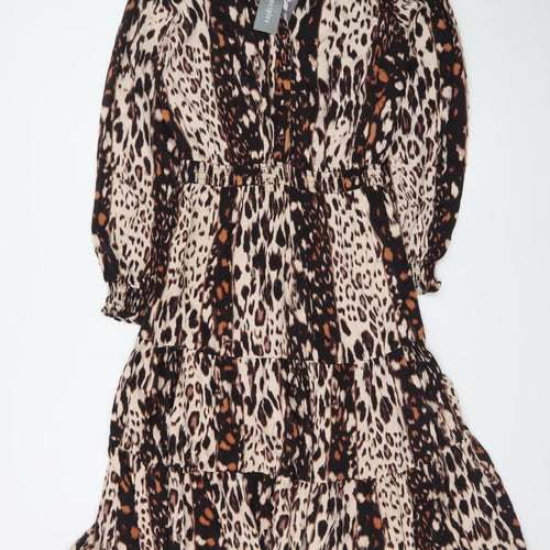 Principles Women's Multicoloured Animal Print A-Line Knee Length Dress Size 12
