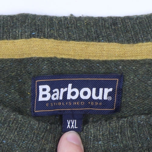 Barbour Men’s Green 2XL Wool Crew Neck Pullover Jumper