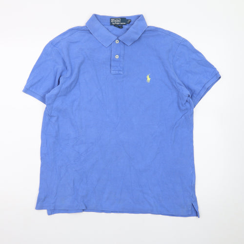 Ralph Lauren Men's Blue Slim Fit Cotton Polo Shirt L