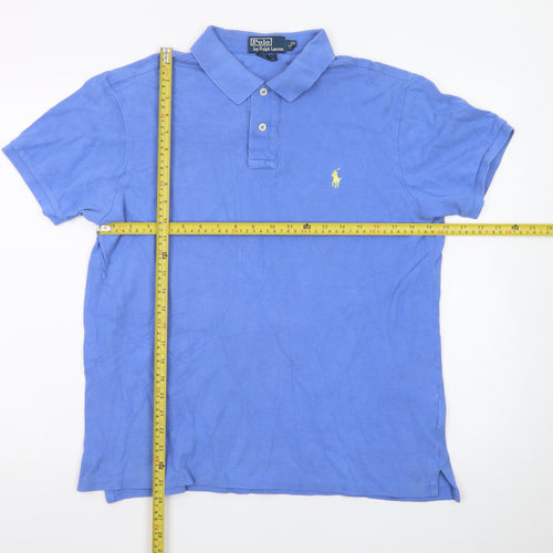 Ralph Lauren Men's Blue Slim Fit Cotton Polo Shirt L
