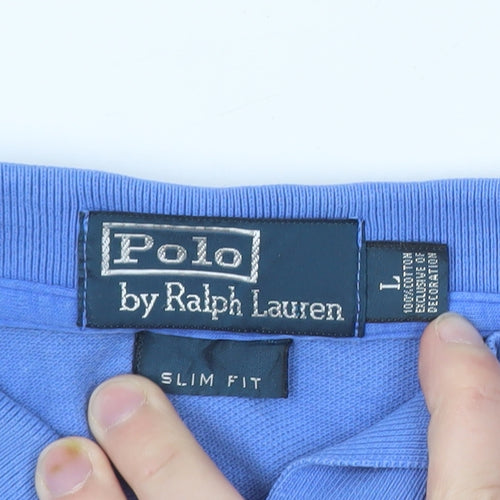 Ralph Lauren Men's Blue Slim Fit Cotton Polo Shirt L