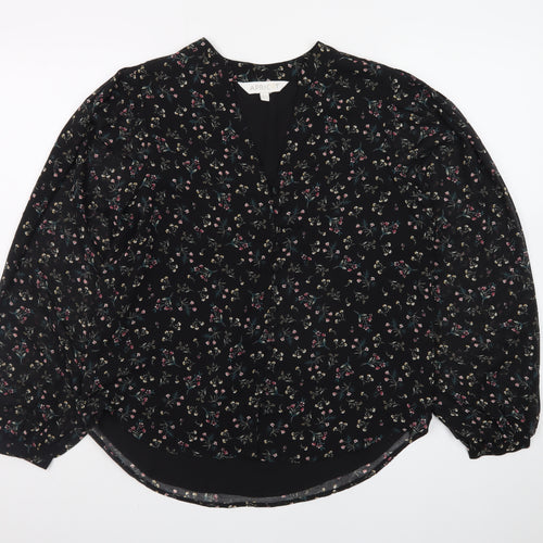 Apricot Womens Black Floral Long Sleeve Tunic Blouse Size 8