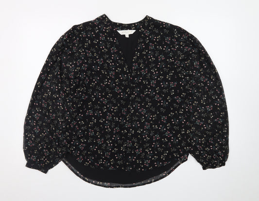 Apricot Womens Black Floral Long Sleeve Tunic Blouse Size 8