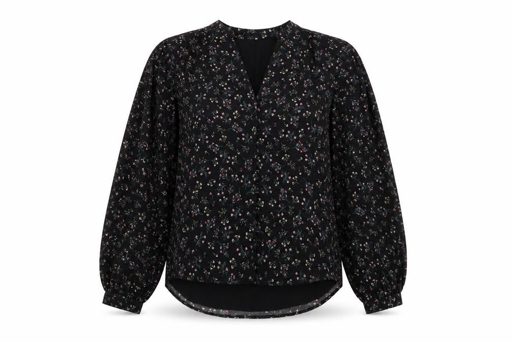 Apricot Womens Black Floral Long Sleeve Tunic Blouse Size 8