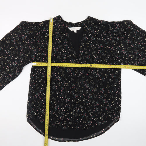 Apricot Womens Black Floral Long Sleeve Tunic Blouse Size 8