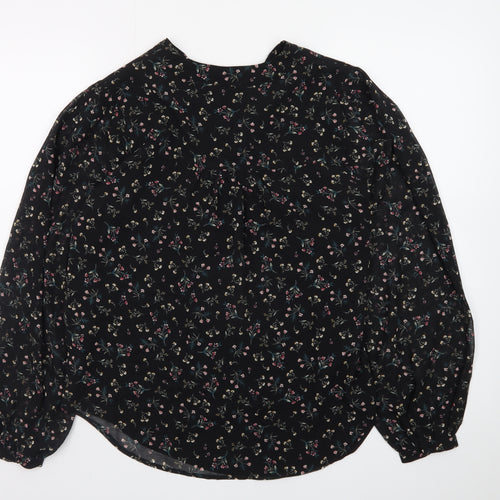 Apricot Womens Black Floral Long Sleeve Tunic Blouse Size 8