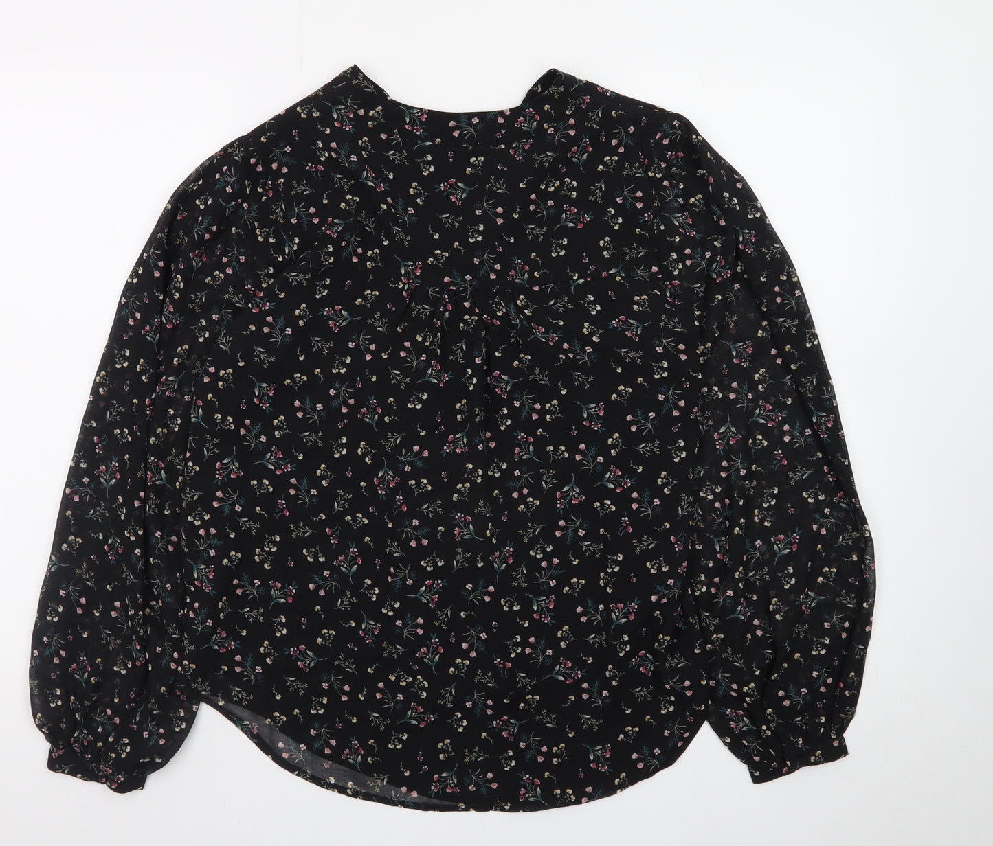 Apricot Womens Black Floral Long Sleeve Tunic Blouse Size 8