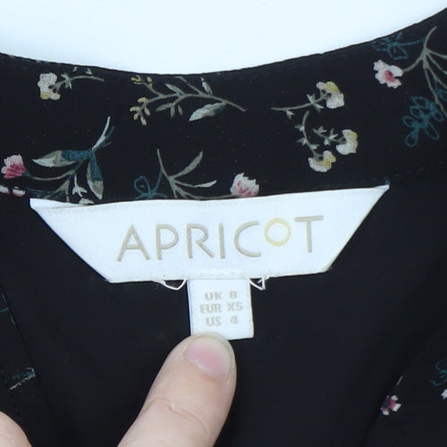 Apricot Womens Black Floral Long Sleeve Tunic Blouse Size 8