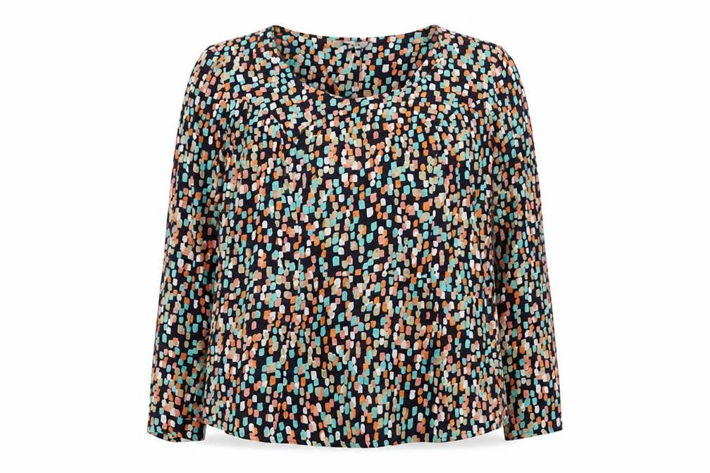 Front view of Pepperberry Women’s Multicoloured Viscose Tunic Blouse, size UK 16