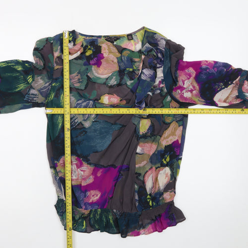 Ted Baker Women’s Multicoloured Silk Floral Wrap Blouse M