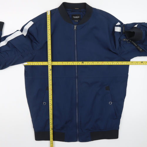 Pull & Bear Men's Blue Bomber Jacket L 40 Lightweight Zip Casual