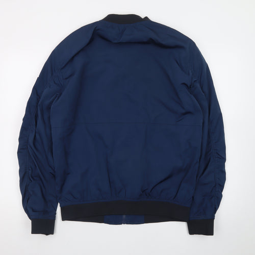 Pull & Bear Men's Blue Bomber Jacket L 40 Lightweight Zip Casual