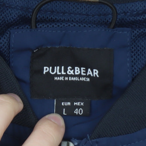 Pull & Bear Men's Blue Bomber Jacket L 40 Lightweight Zip Casual