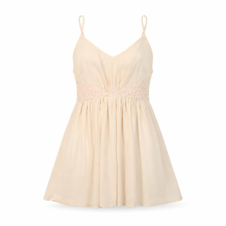 Missguided Women Beige Lace Slip Dress Size 8 Short V-Neck Chiffon