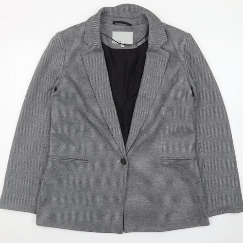 Oasis Women Grey Houndstooth Blazer Size 14 Classic Work Jacket