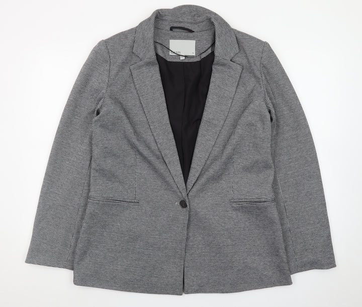 Oasis Women Grey Houndstooth Blazer Size 14 Classic Work Jacket