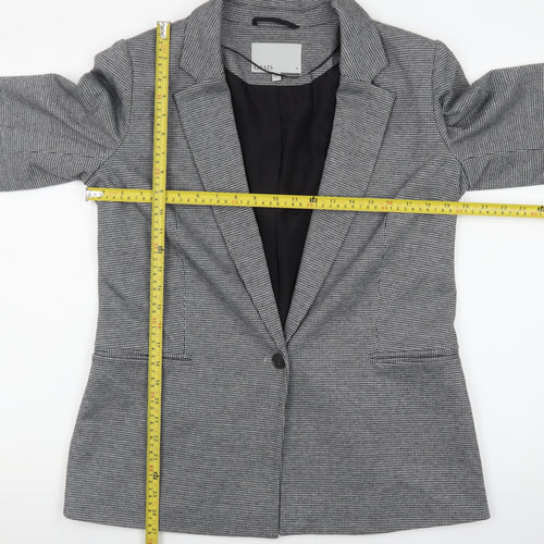Oasis Women Grey Houndstooth Blazer Size 14 Classic Work Jacket