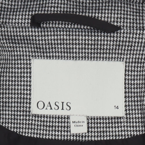 Oasis Women Grey Houndstooth Blazer Size 14 Classic Work Jacket