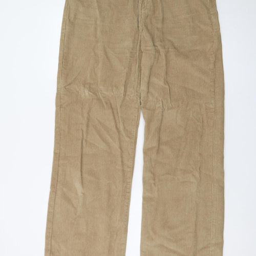 PrettyLittleThing Women Beige Corduroy Wide-Leg Trousers UK 12