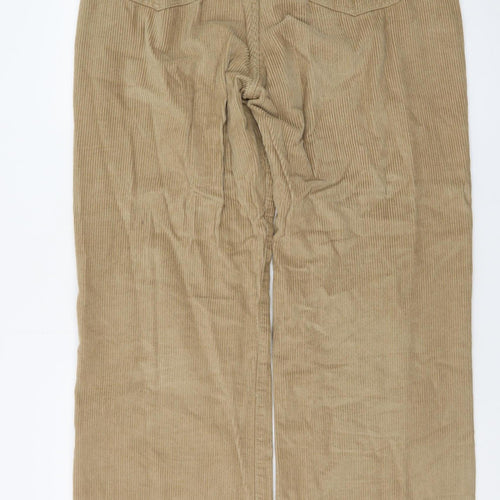 PrettyLittleThing Women Beige Corduroy Wide-Leg Trousers UK 12