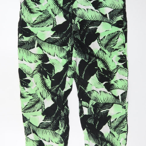 Nümph Women's Green Tropical Cropped Viscose Trousers Size 14