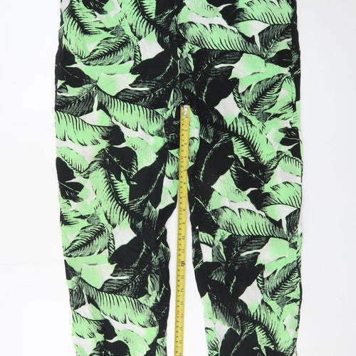 Nümph Women's Green Tropical Cropped Viscose Trousers Size 14