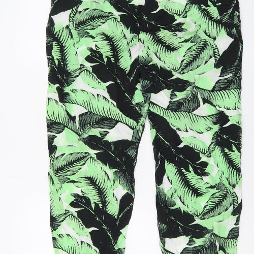 Nümph Women's Green Tropical Cropped Viscose Trousers Size 14