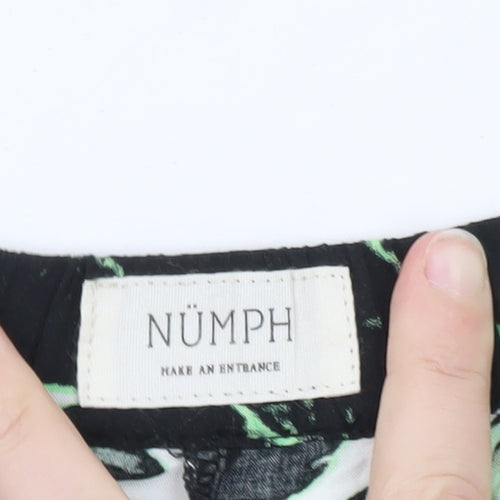 Nümph Women's Green Tropical Cropped Viscose Trousers Size 14
