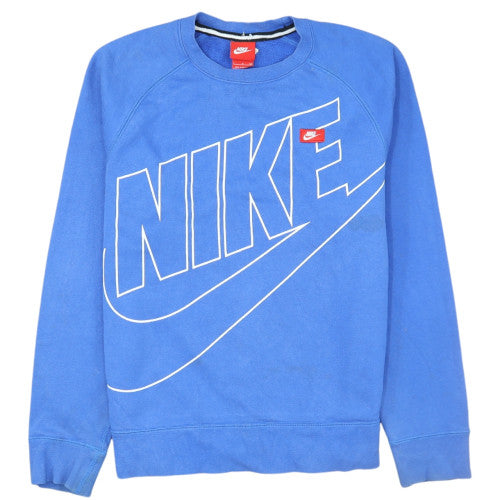 Nike Mens Blue Crew Neck Pullover Sweatshirt Size S Graphic Logo