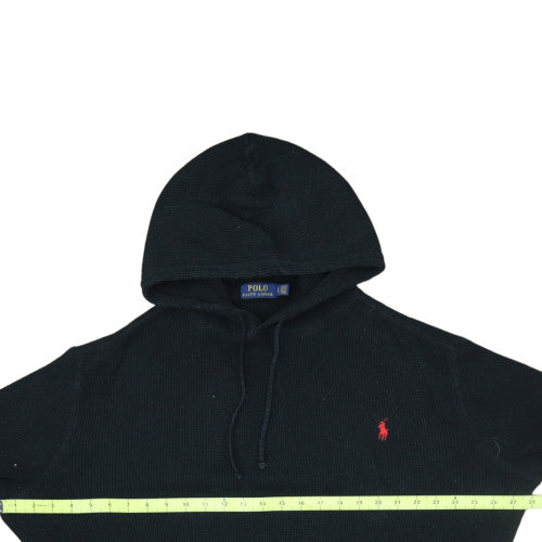 Polo Ralph Lauren Men's Black Knit Cotton Pullover Hoodie Size L