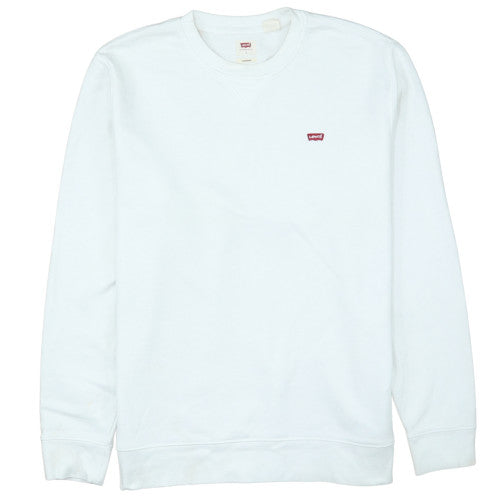 Levi's Women White Crew Neck Pullover Sweatshirt L Cotton Blend