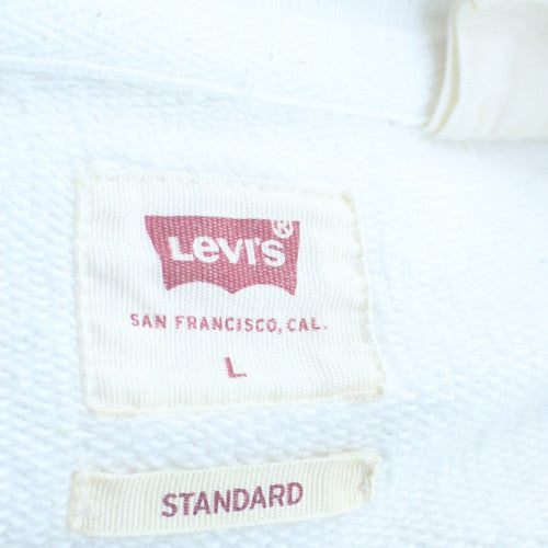 Levi's Women White Crew Neck Pullover Sweatshirt L Cotton Blend