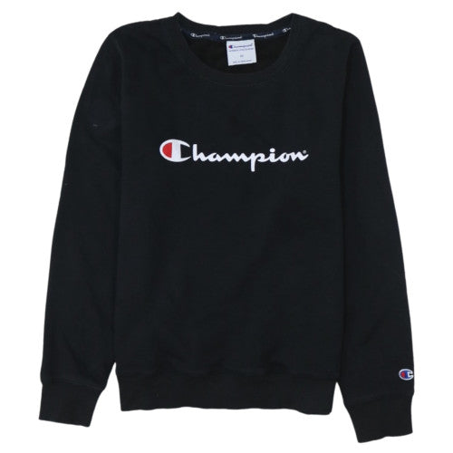 Champion Women's Black Medium Pullover Sweatshirt Logo Crew Neck