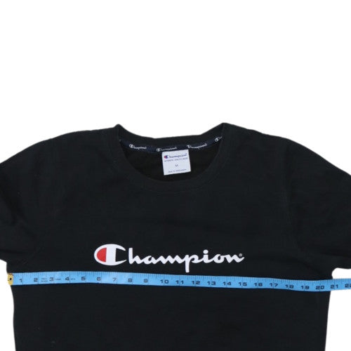 Champion Women's Black Medium Pullover Sweatshirt Logo Crew Neck