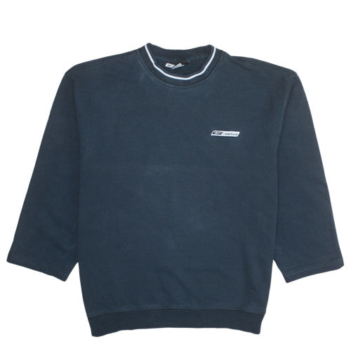 Reebok Men Blue XL Crew Neck Pullover Logo Sweatshirt