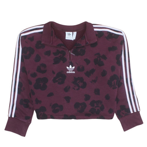 Adidas Women’s Burgundy Leopard 1/4 Zip Sweatshirt Size S