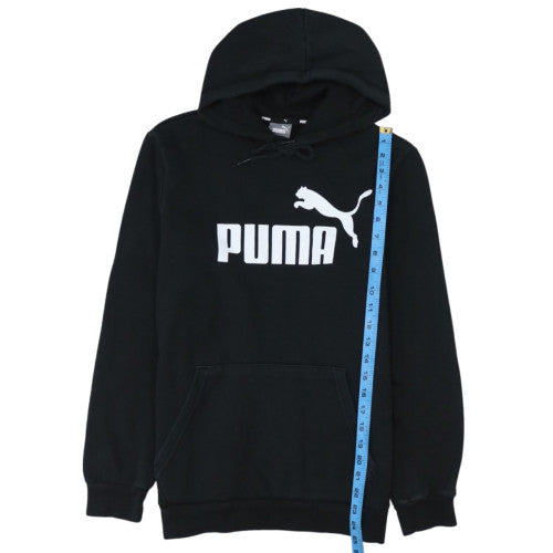 Puma Men's Black Small Pullover Hoodie with Logo Print