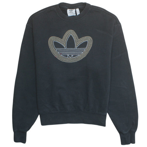 Adidas Womens Black Crew Neck Pullover Sweatshirt Size S Logo Detail