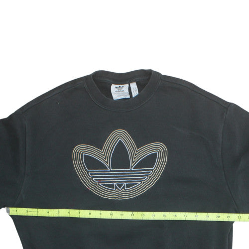 Adidas Womens Black Crew Neck Pullover Sweatshirt Size S Logo Detail