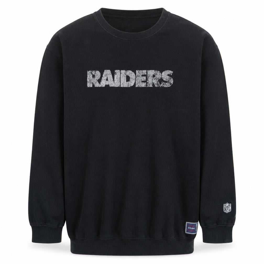 Front view of NFL Raiders Men's Black XL Fleece Pullover Sweatshirt