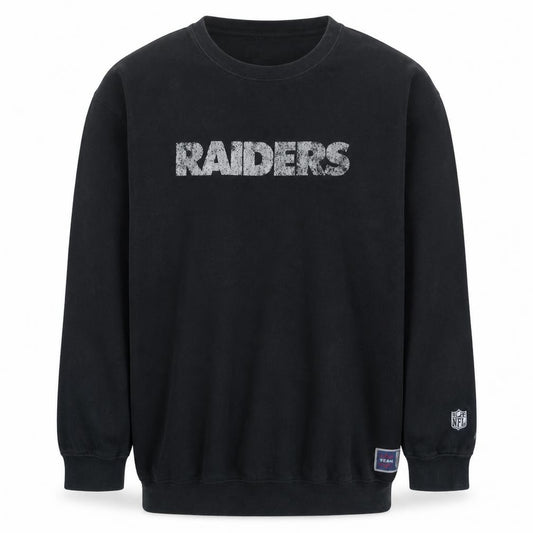 Front view of NFL Raiders Men's Black XL Fleece Pullover Sweatshirt