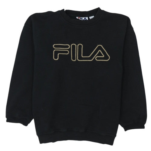 Fila Teens Black Crew Neck Logo Sweatshirt Size M Pullover
