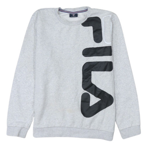 FILA Men's Grey Crew Neck Pullover Sweatshirt S Regular Fit Logo