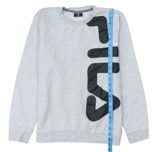 FILA Men's Grey Crew Neck Pullover Sweatshirt S Regular Fit Logo