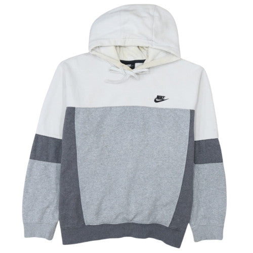 Nike Womens Grey & White Pullover Hoodie L Cotton Blend Casual