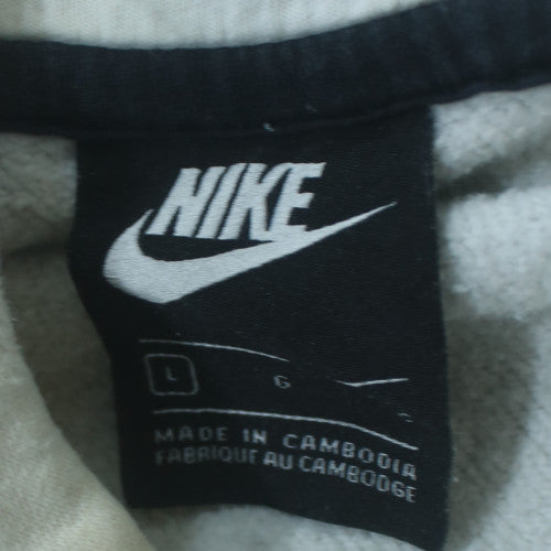 Nike Womens Grey & White Pullover Hoodie L Cotton Blend Casual