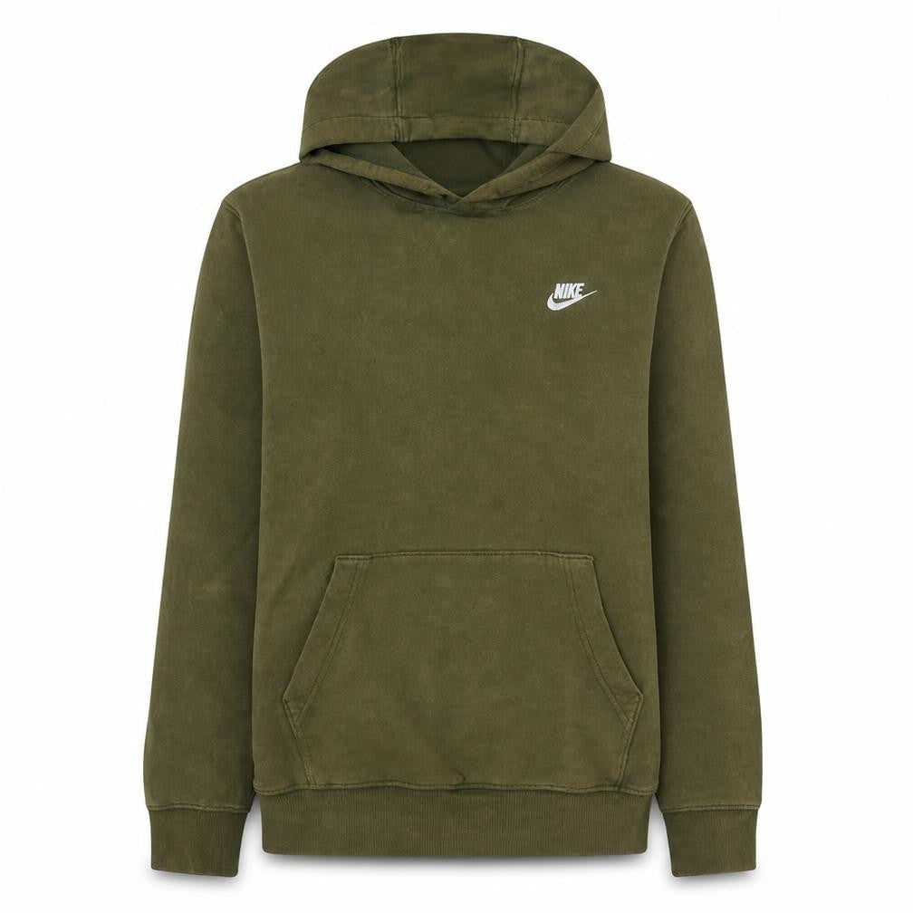Front view of Nike Women Khaki Pullover Hoodie M Tall Cotton Blend Fleece