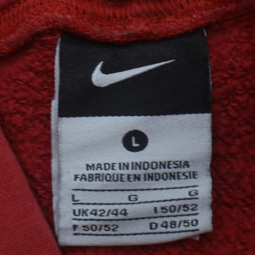 Nike Womens Red Pullover Hoodie L Cotton Blend Casual Sweatshirt